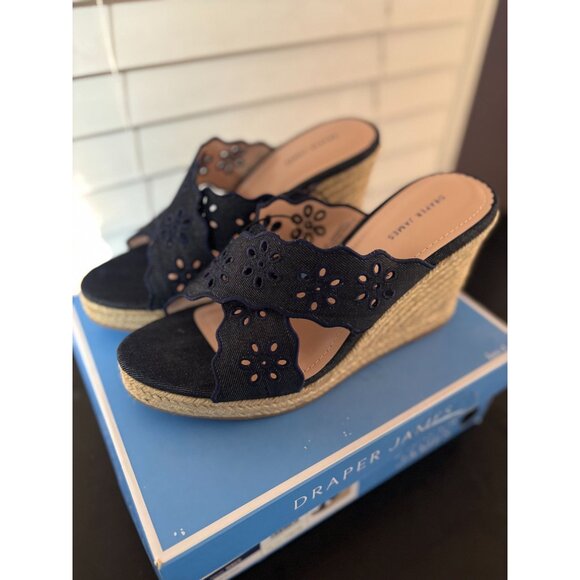 Draper James Emily Heeled Sandal Navy NIB NEW - Picture 2 of 7